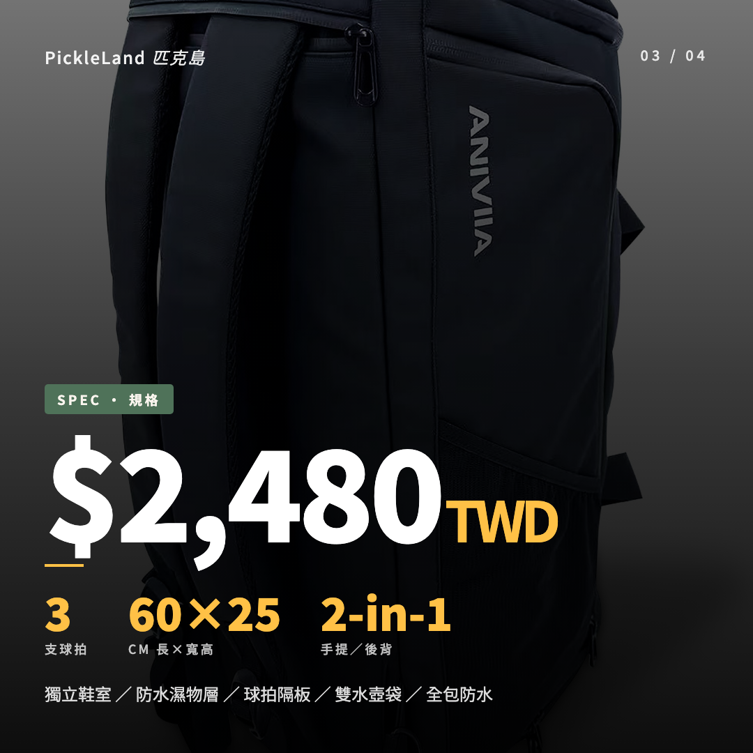 ANIVIIA 機能球袋背包價格與規格 IG 卡,NT$ 2,480、3 支拍、手提肩背後背三種背法