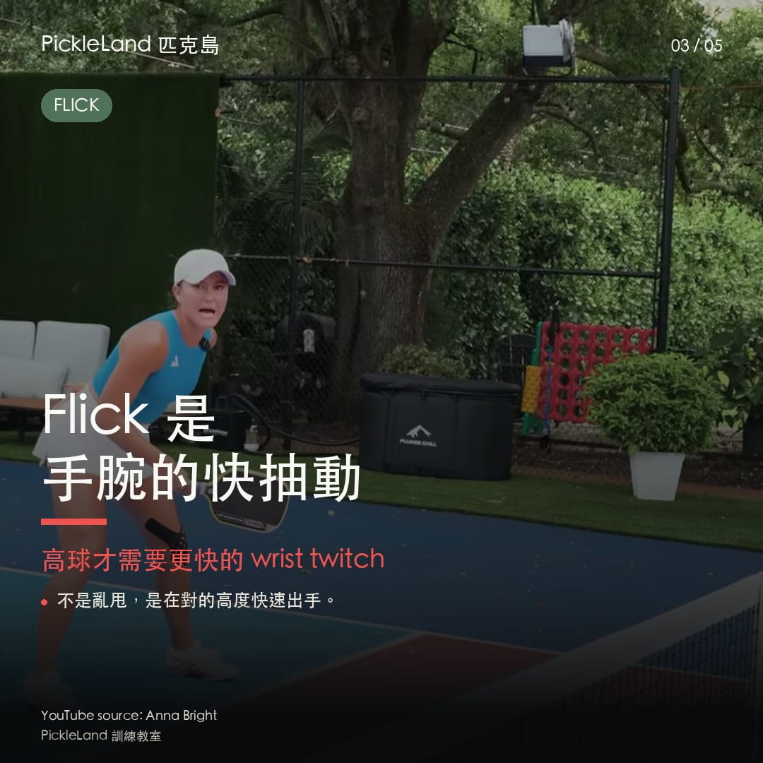 PickleLand 反手彈擊分類卡,整理 poke、roll、flick 三種任務